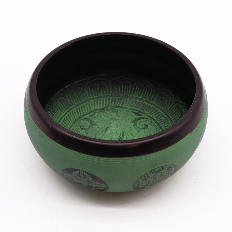 Jordpulver Klangskål Grön 16cm - Mandala Buddha