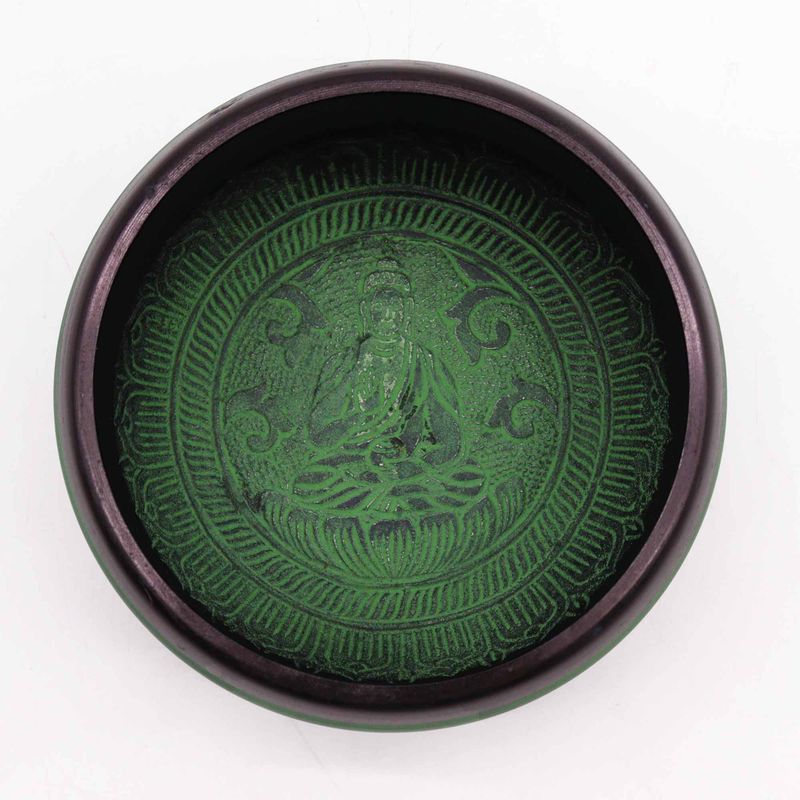Jordpulver Klangskål Grön 16cm - Mandala Buddha