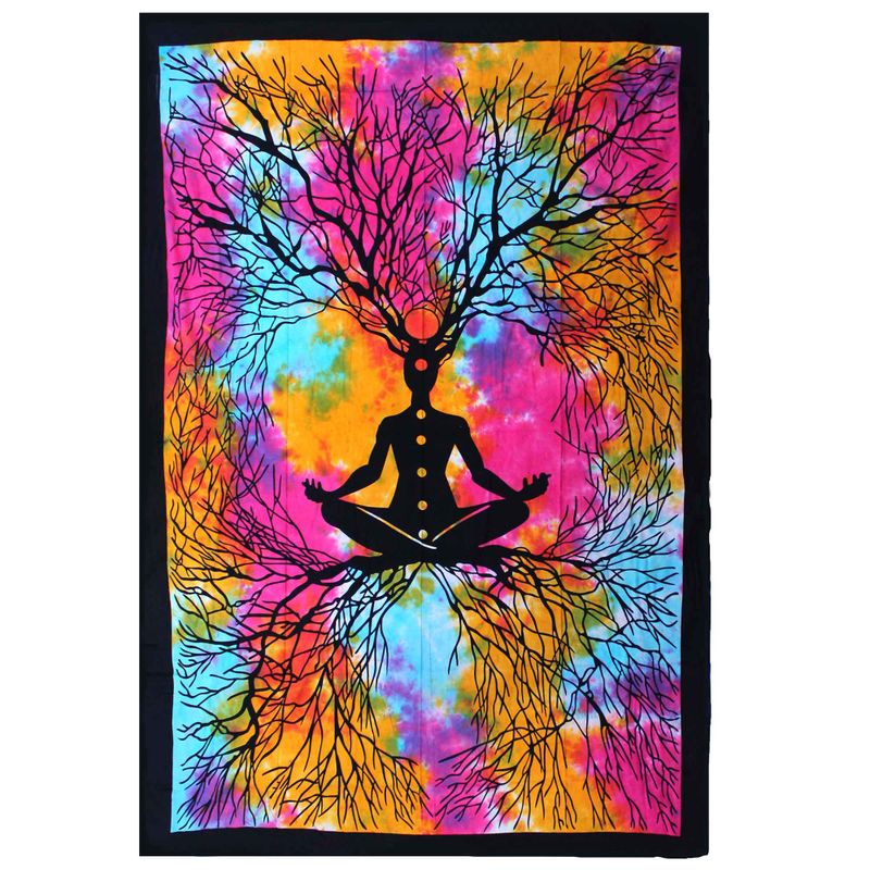 Enkelt Bomullsöverkast + Väggdekoration - Yoga-träd