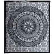 Dubbelt Bomullsöverkast + Väggdekoration - Mono - Elefant Mandala