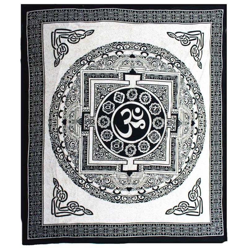 Dubbelt Bomullsöverkast + Väggdekoration - Mono - OM Mandala
