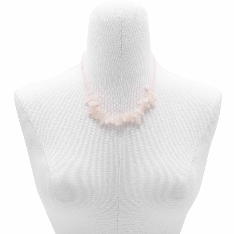 Halsband med Långa Ädelstenar - Rosenkvarts