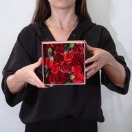 Kvadratisk Ask - Klassiska Röda Rosor