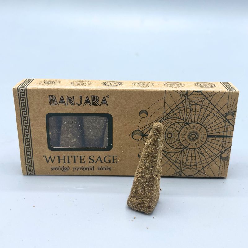 Banjara Pyramidformade Rökelsekoner - Vit Salvia