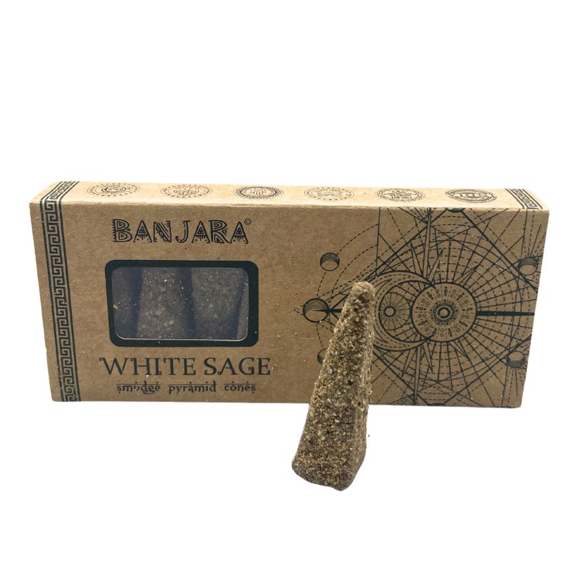 Banjara Pyramidformade Rökelsekoner - Vit Salvia