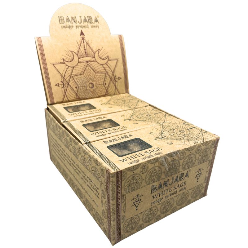 Banjara Pyramidformade Rökelsekoner - Vit Salvia