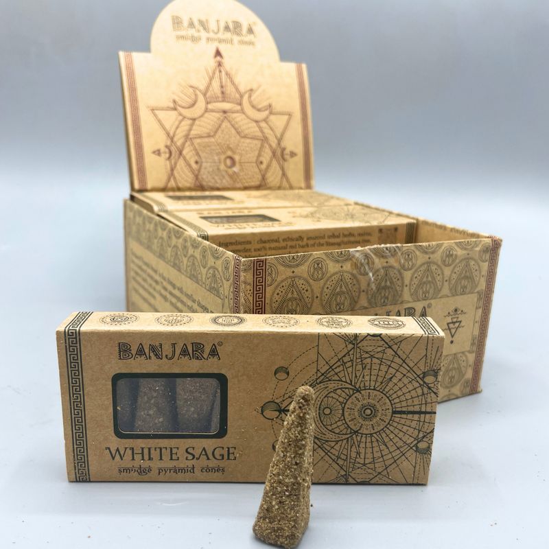 Banjara Pyramidformade Rökelsekoner - Vit Salvia