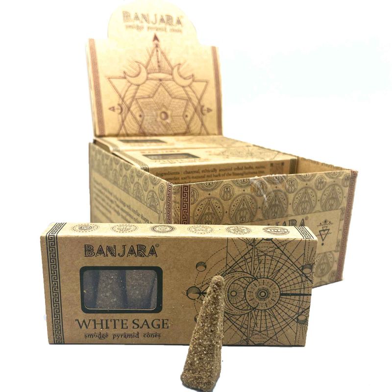 Banjara Pyramidformade Rökelsekoner - Vit Salvia