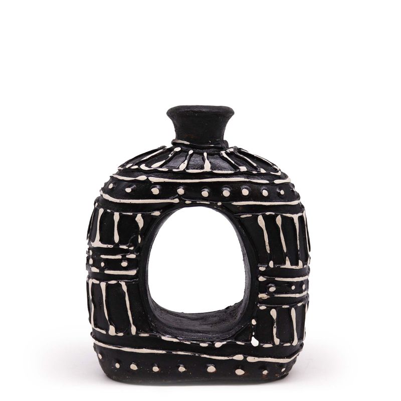 Oval Vas i Munkform - Svart 18cm