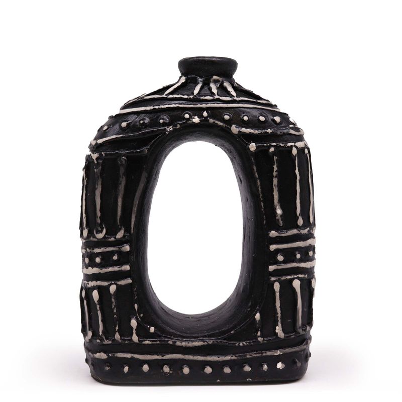 Oval Vas i Munkform - Svart 23cm
