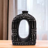 Oval Vas i Munkform - Svart 23cm
