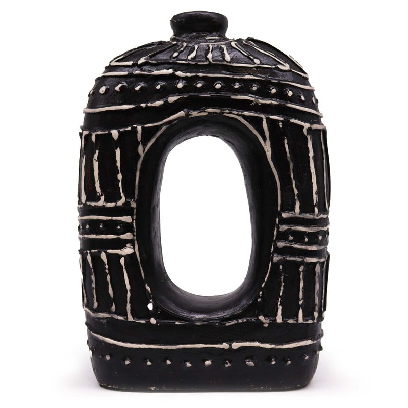 Oval Vas i Munkform - Svart 30cm