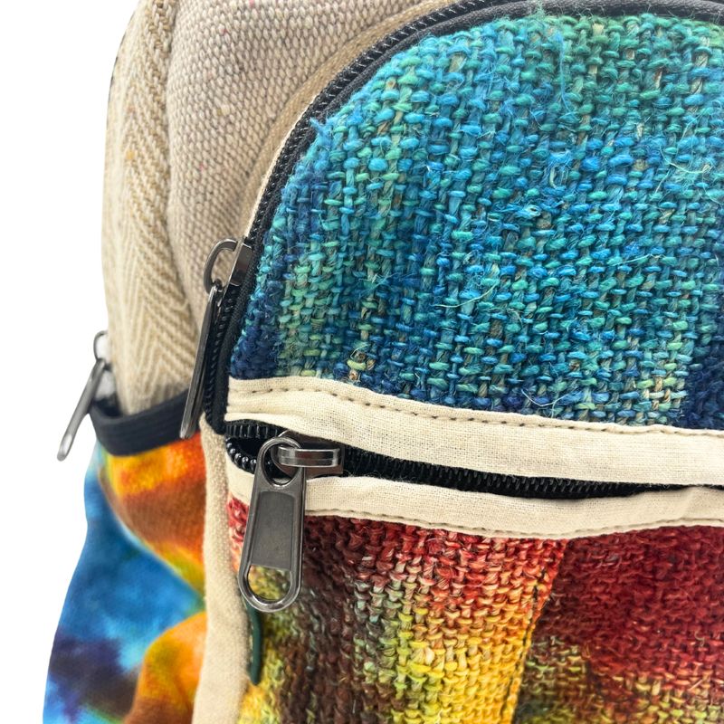 Mellanstor Ryggsäck av Hampa med Batik - Inget Tryck