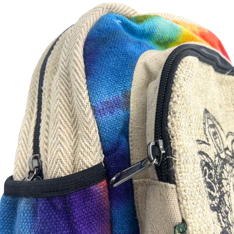 Mellanstor Rygsäck av Hampa med Batik - 7 Chakra
