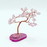 Ädelstensträd - Rosenkvarts på Rosa Agatbas (35 stenar)