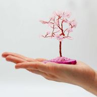 Ädelstensträd - Rosenkvarts på Rosa Agatbas (35 stenar)