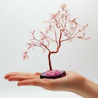 Stort Ädelstensträd - Rosenkvarts på Rosa Agatbas (100 stenar)