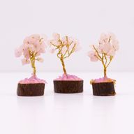 Mini Ädelstensträd med Träbas - Rosenkvarts (15 Stenar)