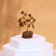 Mini Ädelstensträd med Träbas - Tigeröga (15 Stenar)