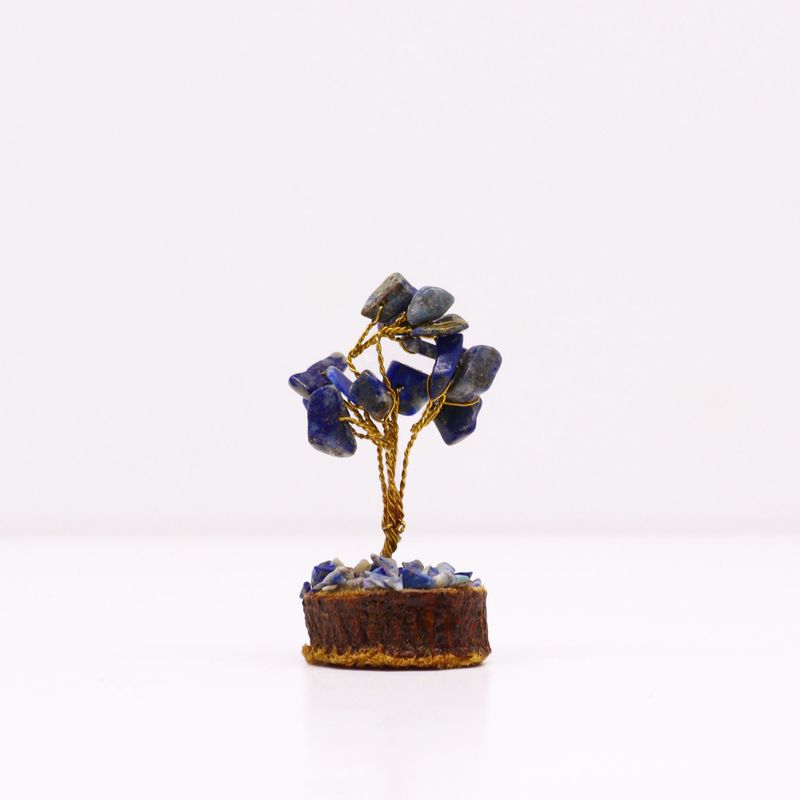 Mini Ädelstensträd med Träbas - Sodalit (15 Stenar)
