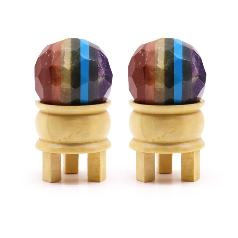 Facetterad Helande Boll & Stativ - Sju Chakra