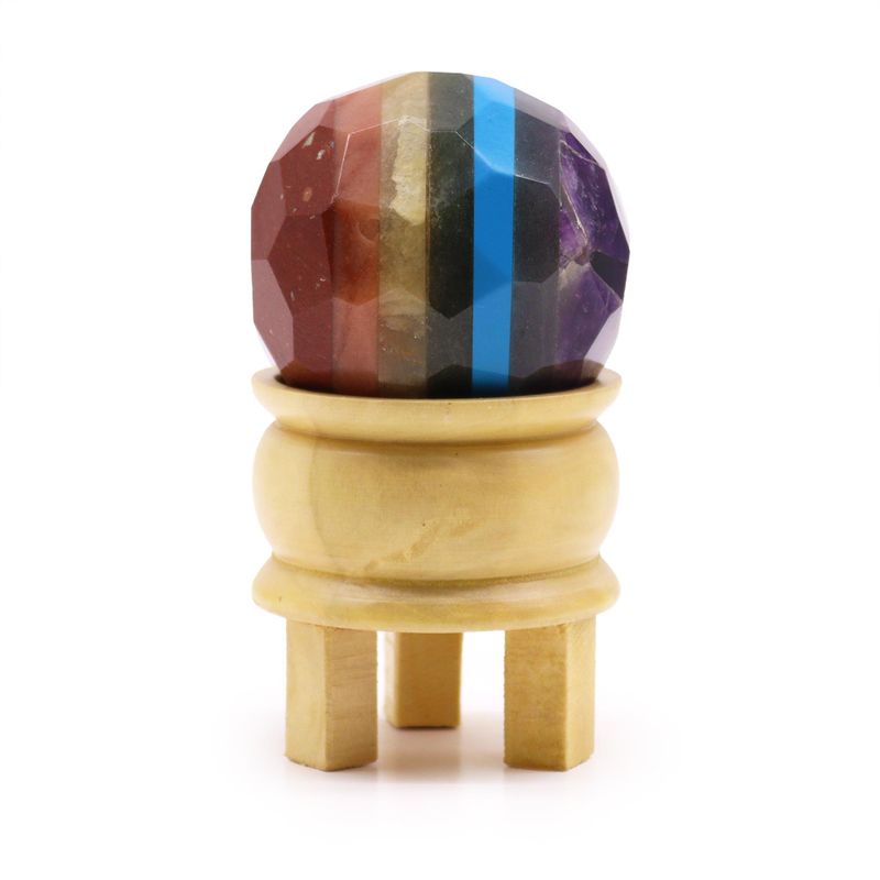 Facetterad Helande Boll & Stativ - Sju Chakra