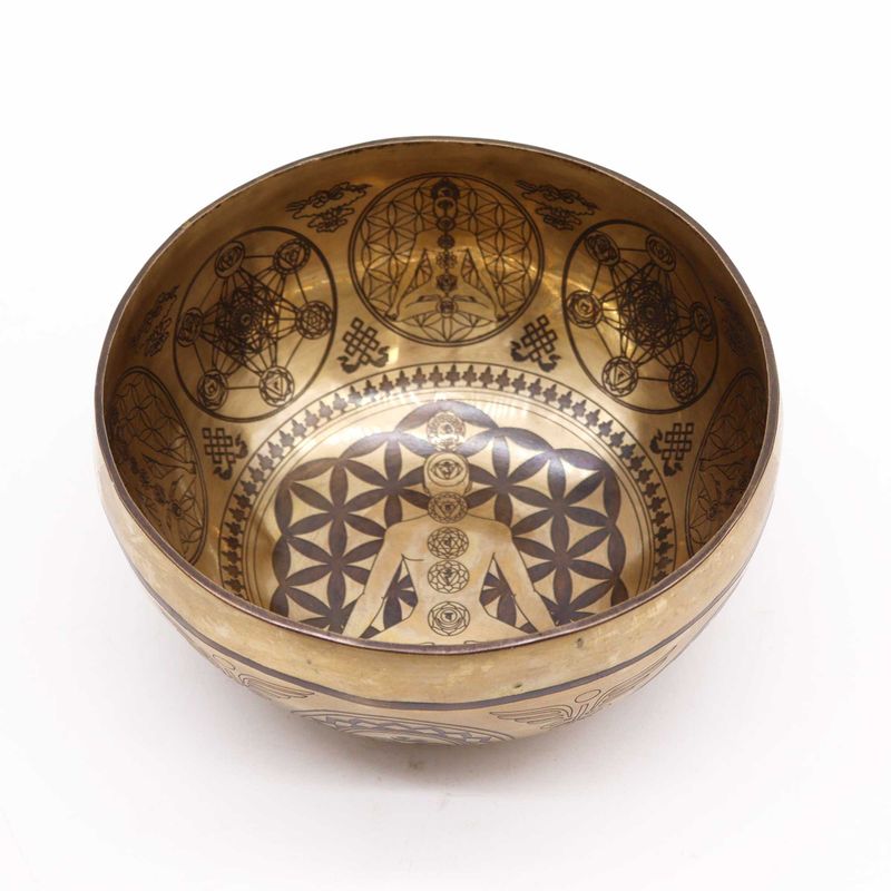 Tibetansk Helande Skål Graverad 16cm - 7 Chakra