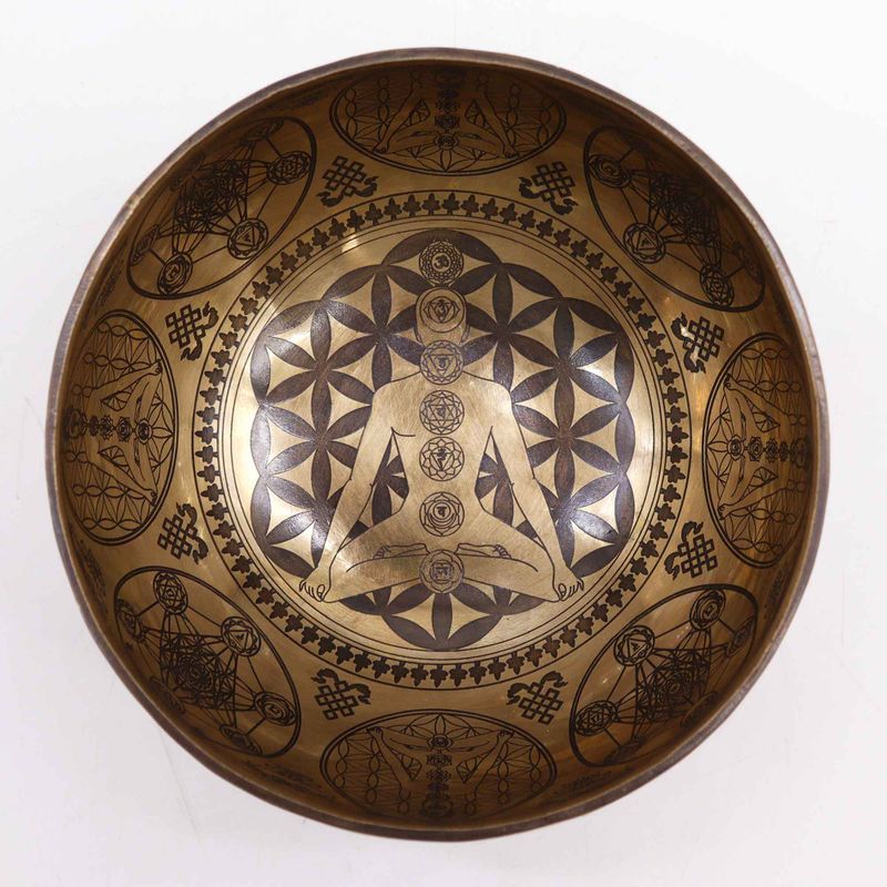 Tibetansk Helande Skål Graverad 16cm - 7 Chakra