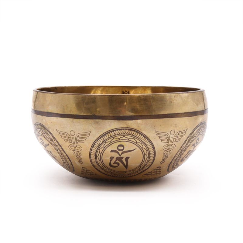 Tibetansk Helande Skål Graverad 16cm - Bodhi-träd Buddha