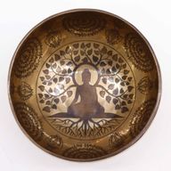Tibetansk Helande Skål Graverad 16cm - Bodhi-träd Buddha