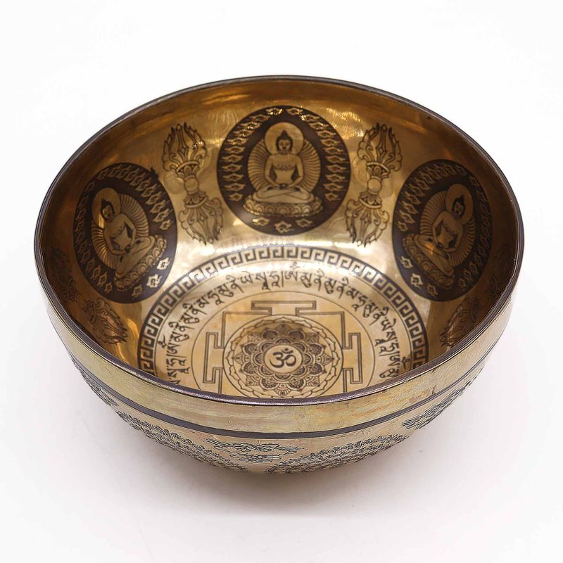 Tibetansk Helande Skål Graverad 21cm - Om & Buddha
