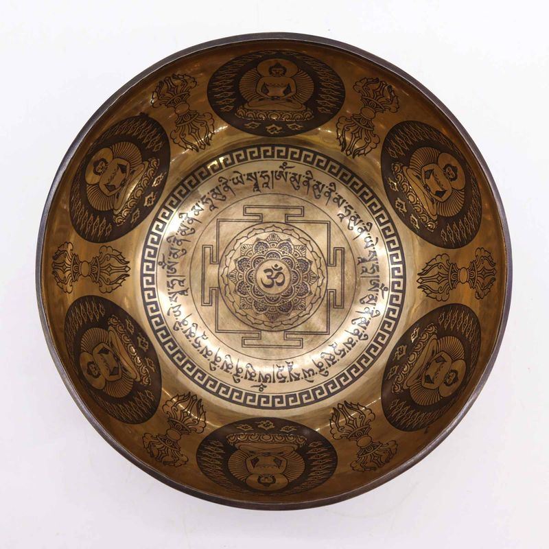 Tibetansk Helande Skål Graverad 21cm - Om & Buddha