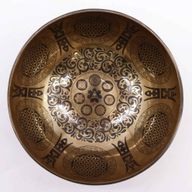 Tibetansk Helande Skål Graverad 21cm - 7 Chakra & Livets Blomma