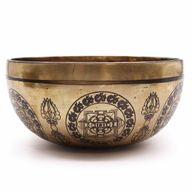 Tibetansk Helande Skål Graverad 21cm - 5 Buddha