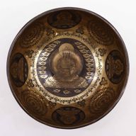 Tibetansk Helande Skål Graverad 21cm - 5 Buddha