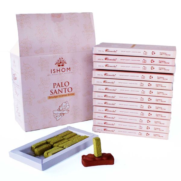 Paket med 15 Naturliga Rökelseblock med Hållare - Palo Santo
