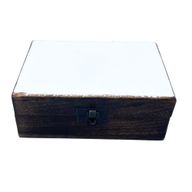 Medelstor Trälåda med Keramisk Glasyr - 15x10x6cm - Vit