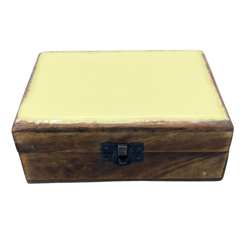 Medelstor Trälåda med Keramisk Glasyr - 15x10x6cm - Betong