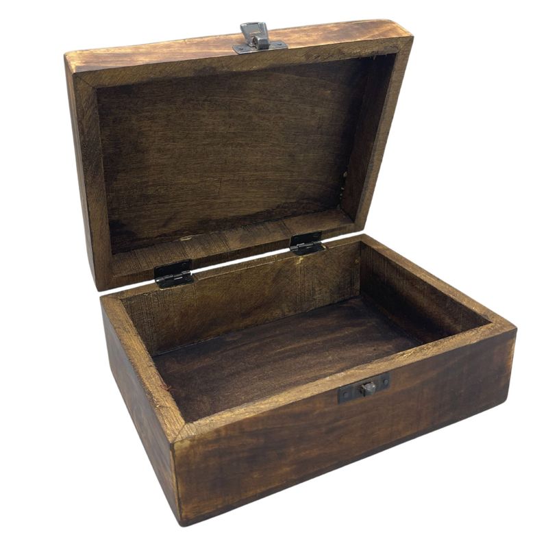 Stor Trälåda med Keramisk Glasyr - 20x15x7.5cm - Traditionellt Mönster