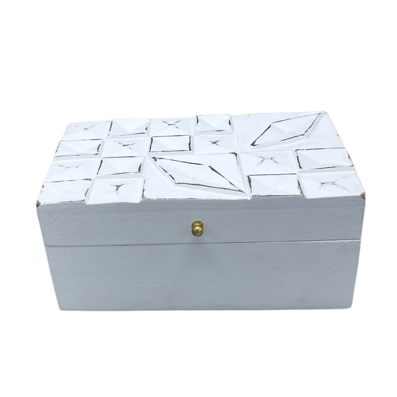 Vintage Dekorativ Mångsidig Låda - 22x12x10cm - Vita Diamanter