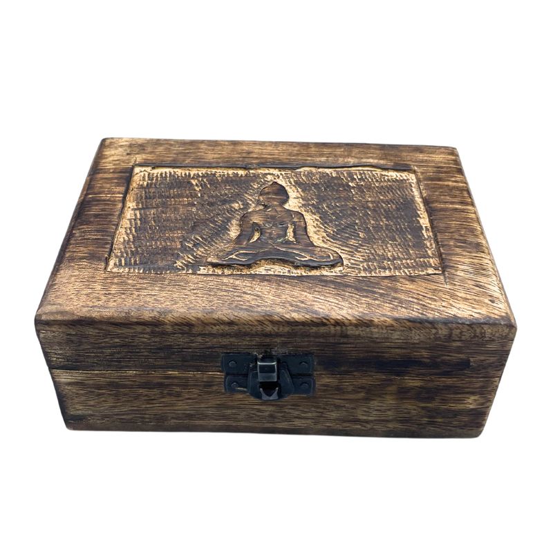 Medelstor Minneslåda i Trä 15x10x6cm -  Buddha