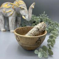 Träskål till Smudge Sticks och Ritualer - Fyra Element - 12x7cm