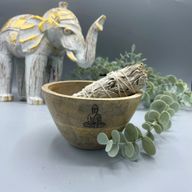 Träskål till Smudge Sticks och Ritualer - Buddha - 12x7cm