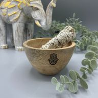 Träskål till Smudge Sticks och Ritualer - Hamsa - 12x7cm