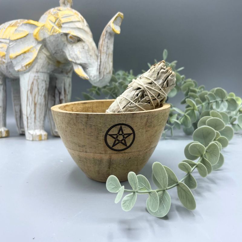 Träskål till Smudge Sticks och Ritualer - Pentagon - 12x7cm