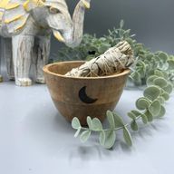Träskål till Smudge Sticks och Ritualer - Tre Månar - 12x7cm