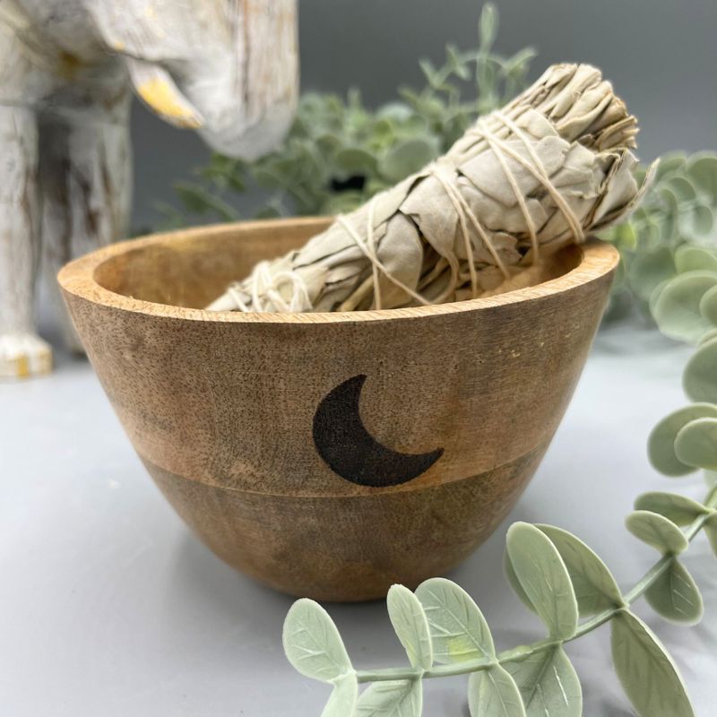 Träskål till Smudge Sticks och Ritualer - Tre Månar - 12x7cm