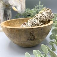 Träskål till Smudge Sticks och Ritualer - Buddha - 14x7cm