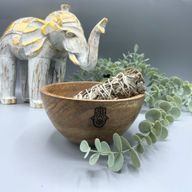Träskål till Smudge Sticks och Ritualer - Hamsa - 14x7cm