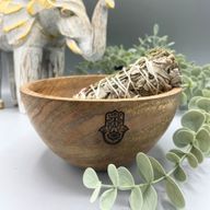 Träskål till Smudge Sticks och Ritualer - Hamsa - 14x7cm